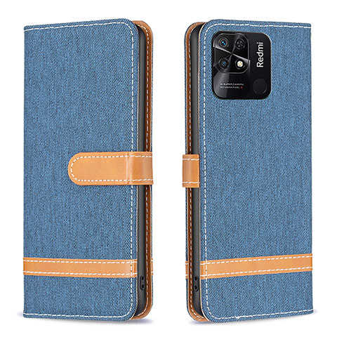 Funda de Cuero Cartera con Soporte Carcasa B16F para Xiaomi Redmi 10C 4G Azul Real