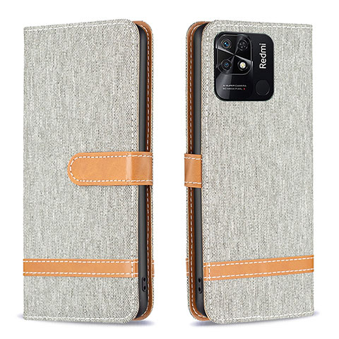 Funda de Cuero Cartera con Soporte Carcasa B16F para Xiaomi Redmi 10C 4G Gris