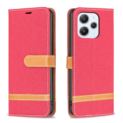 Funda de Cuero Cartera con Soporte Carcasa B16F para Xiaomi Redmi 12 4G Rojo