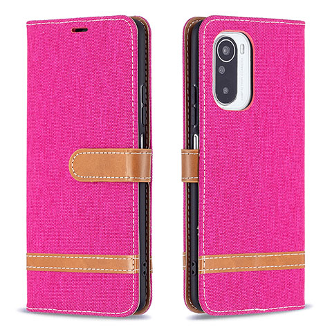 Funda de Cuero Cartera con Soporte Carcasa B16F para Xiaomi Redmi K40 Pro 5G Rosa Roja