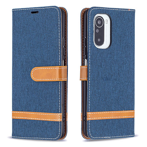 Funda de Cuero Cartera con Soporte Carcasa B16F para Xiaomi Redmi K40 Pro+ Plus 5G Azul Real