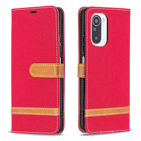 Funda de Cuero Cartera con Soporte Carcasa B16F para Xiaomi Redmi K40 Pro+ Plus 5G Rojo