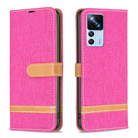 Funda de Cuero Cartera con Soporte Carcasa B16F para Xiaomi Redmi K50 Ultra 5G Rosa Roja