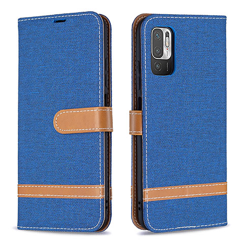 Funda de Cuero Cartera con Soporte Carcasa B16F para Xiaomi Redmi Note 10 5G Azul