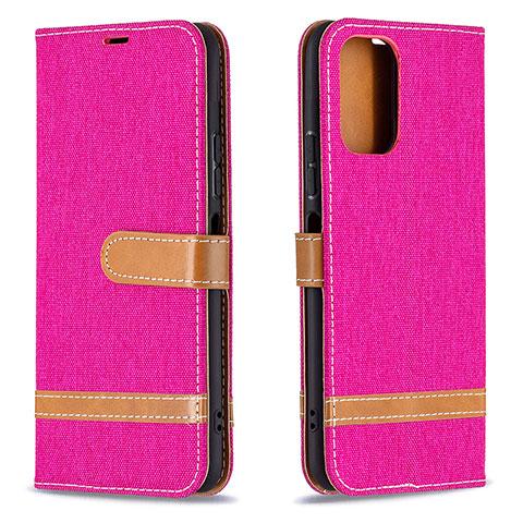 Funda de Cuero Cartera con Soporte Carcasa B16F para Xiaomi Redmi Note 10 Pro 4G Rosa Roja