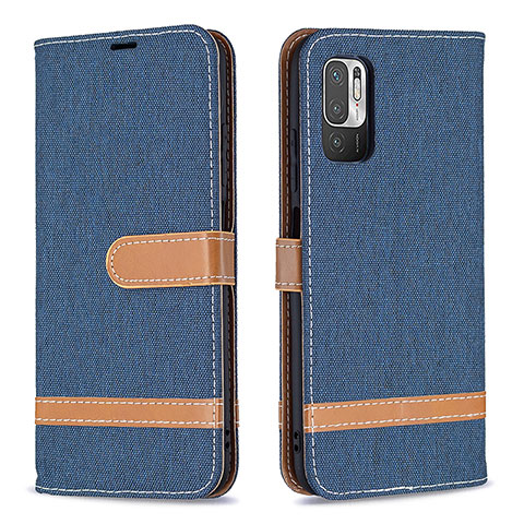 Funda de Cuero Cartera con Soporte Carcasa B16F para Xiaomi Redmi Note 10T 5G Azul Real