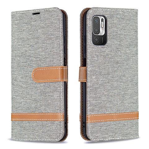 Funda de Cuero Cartera con Soporte Carcasa B16F para Xiaomi Redmi Note 10T 5G Gris