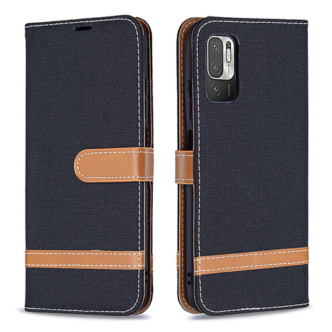 Funda de Cuero Cartera con Soporte Carcasa B16F para Xiaomi Redmi Note 10T 5G Negro