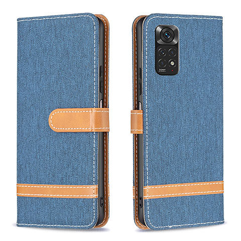 Funda de Cuero Cartera con Soporte Carcasa B16F para Xiaomi Redmi Note 11 4G (2022) Azul Real