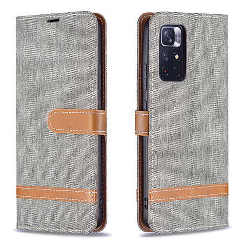 Funda de Cuero Cartera con Soporte Carcasa B16F para Xiaomi Redmi Note 11 5G Gris