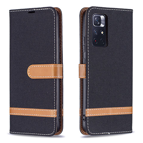 Funda de Cuero Cartera con Soporte Carcasa B16F para Xiaomi Redmi Note 11 5G Negro