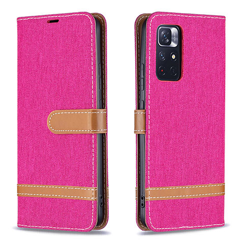 Funda de Cuero Cartera con Soporte Carcasa B16F para Xiaomi Redmi Note 11 5G Rosa Roja