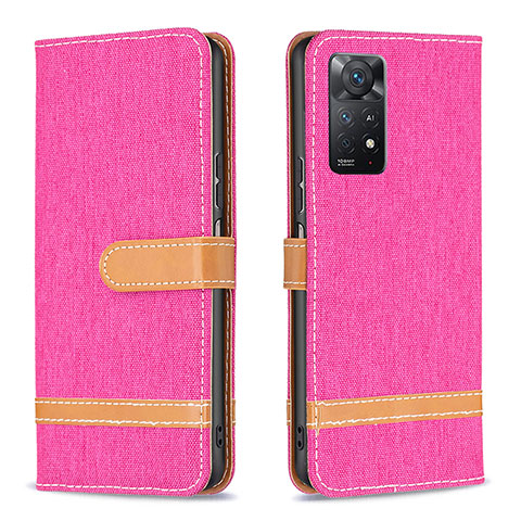 Funda de Cuero Cartera con Soporte Carcasa B16F para Xiaomi Redmi Note 11 Pro 4G Rosa Roja