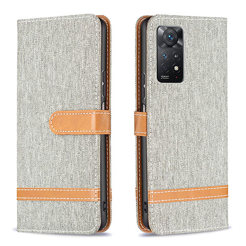 Funda de Cuero Cartera con Soporte Carcasa B16F para Xiaomi Redmi Note 11 Pro 5G Gris