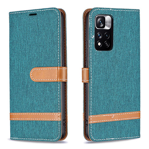 Funda de Cuero Cartera con Soporte Carcasa B16F para Xiaomi Redmi Note 11 Pro+ Plus 5G Verde