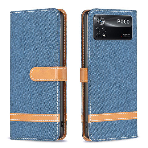 Funda de Cuero Cartera con Soporte Carcasa B16F para Xiaomi Redmi Note 11E Pro 5G Azul Real