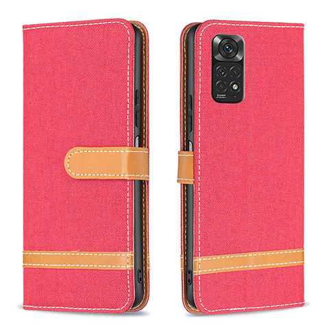 Funda de Cuero Cartera con Soporte Carcasa B16F para Xiaomi Redmi Note 11S 4G Rojo