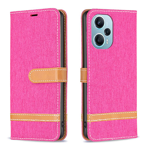 Funda de Cuero Cartera con Soporte Carcasa B16F para Xiaomi Redmi Note 12 Turbo 5G Rosa Roja