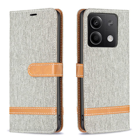 Funda de Cuero Cartera con Soporte Carcasa B16F para Xiaomi Redmi Note 13 5G Gris