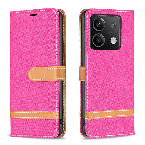 Funda de Cuero Cartera con Soporte Carcasa B16F para Xiaomi Redmi Note 13 5G Rosa Roja