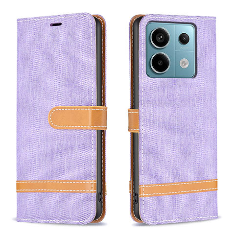 Funda de Cuero Cartera con Soporte Carcasa B16F para Xiaomi Redmi Note 13 Pro 5G Purpura Claro