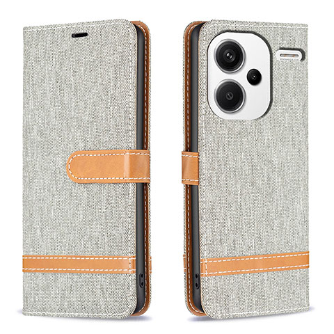 Funda de Cuero Cartera con Soporte Carcasa B16F para Xiaomi Redmi Note 13 Pro+ Plus 5G Gris