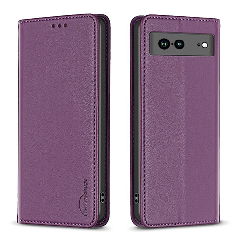 Funda de Cuero Cartera con Soporte Carcasa B17F para Google Pixel 7a 5G Morado