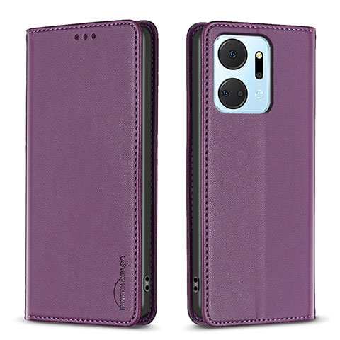 Funda de Cuero Cartera con Soporte Carcasa B17F para Huawei Honor X7a Morado