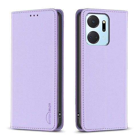 Funda de Cuero Cartera con Soporte Carcasa B17F para Huawei Honor X7a Purpura Claro