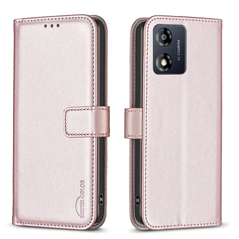 Funda de Cuero Cartera con Soporte Carcasa B17F para Motorola Moto E13 Oro Rosa