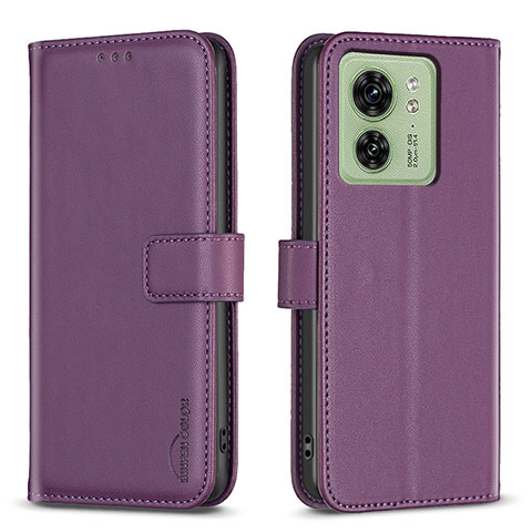 Funda de Cuero Cartera con Soporte Carcasa B17F para Motorola Moto Edge (2023) 5G Morado