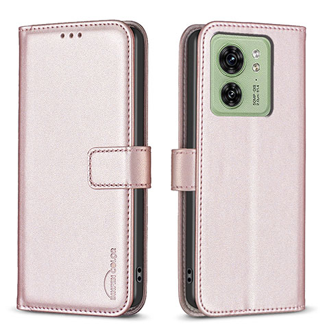 Funda de Cuero Cartera con Soporte Carcasa B17F para Motorola Moto Edge 40 5G Oro Rosa