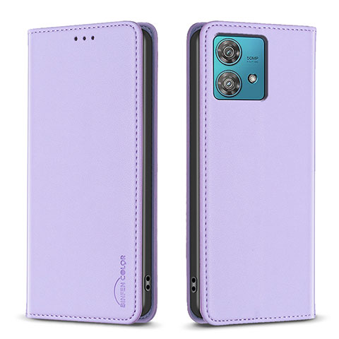 Funda de Cuero Cartera con Soporte Carcasa B17F para Motorola Moto Edge 40 Neo 5G Purpura Claro