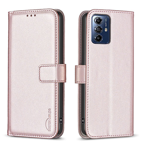 Funda de Cuero Cartera con Soporte Carcasa B17F para Motorola Moto G Play (2023) Oro Rosa