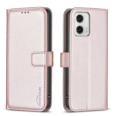 Funda de Cuero Cartera con Soporte Carcasa B17F para Motorola Moto G73 5G Oro Rosa