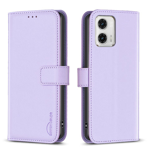 Funda de Cuero Cartera con Soporte Carcasa B17F para Motorola Moto G73 5G Purpura Claro