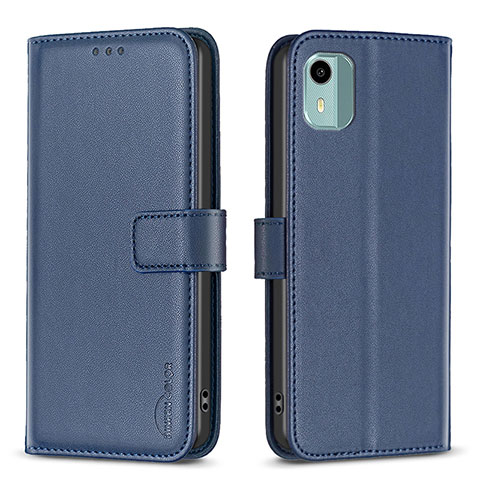 Funda de Cuero Cartera con Soporte Carcasa B17F para Nokia C12 Azul