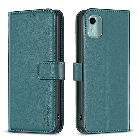 Funda de Cuero Cartera con Soporte Carcasa B17F para Nokia C12 Plus Verde