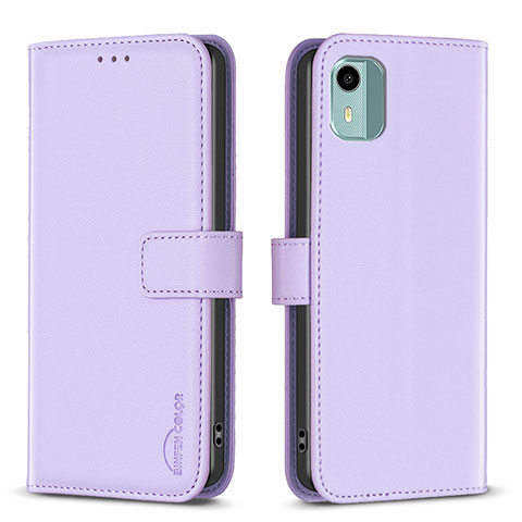 Funda de Cuero Cartera con Soporte Carcasa B17F para Nokia C12 Purpura Claro