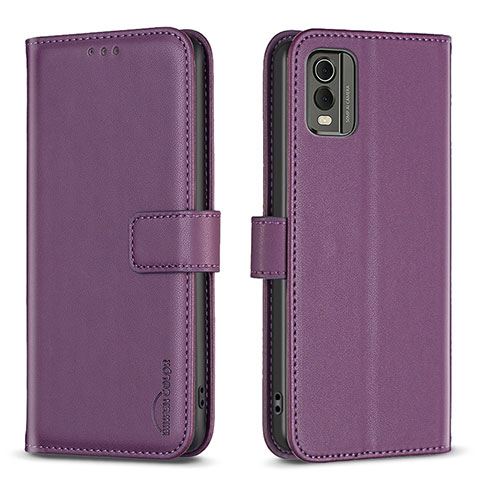 Funda de Cuero Cartera con Soporte Carcasa B17F para Nokia C210 Morado