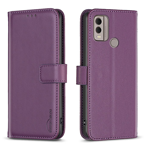 Funda de Cuero Cartera con Soporte Carcasa B17F para Nokia C22 Morado