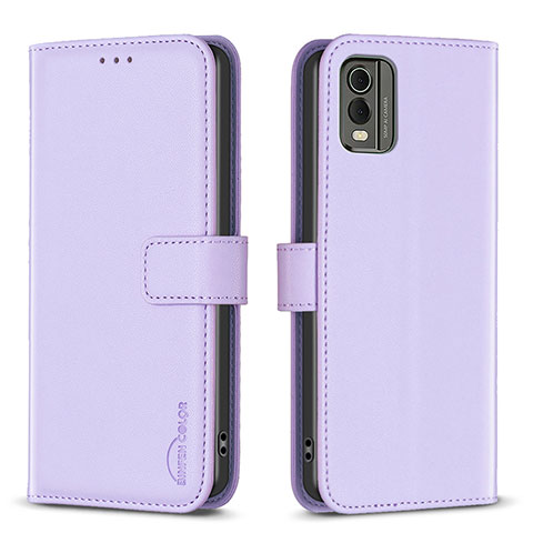 Funda de Cuero Cartera con Soporte Carcasa B17F para Nokia C32 Purpura Claro