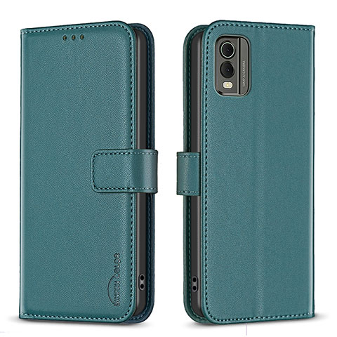 Funda de Cuero Cartera con Soporte Carcasa B17F para Nokia C32 Verde