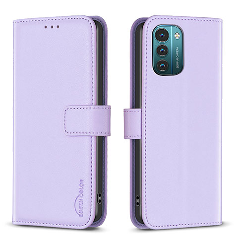 Funda de Cuero Cartera con Soporte Carcasa B17F para Nokia G21 Purpura Claro