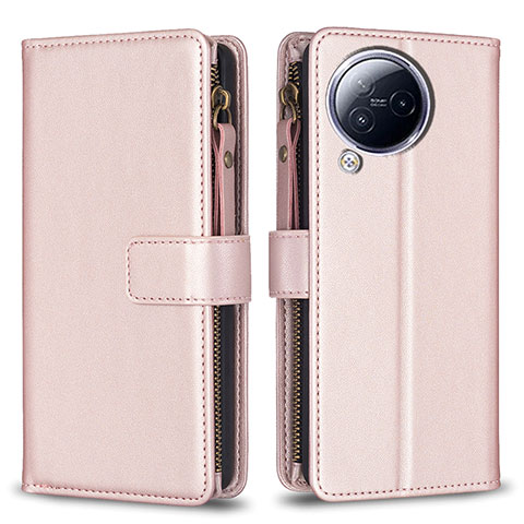 Funda de Cuero Cartera con Soporte Carcasa B17F para Xiaomi Civi 3 5G Oro Rosa