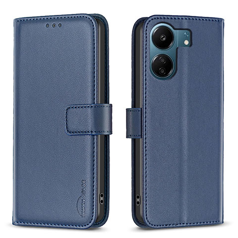 Funda de Cuero Cartera con Soporte Carcasa B17F para Xiaomi Poco C65 Azul