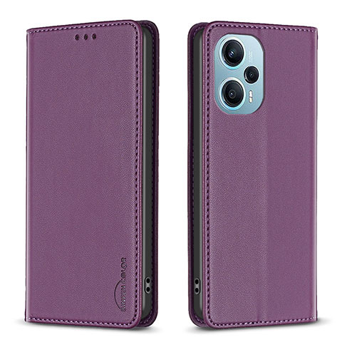 Funda de Cuero Cartera con Soporte Carcasa B17F para Xiaomi Poco F5 5G Morado