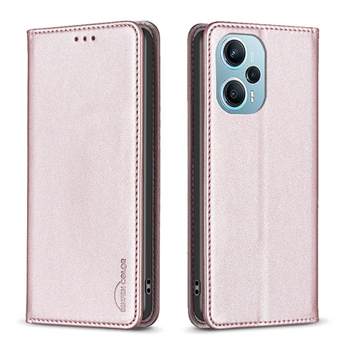 Funda de Cuero Cartera con Soporte Carcasa B17F para Xiaomi Poco F5 5G Oro Rosa