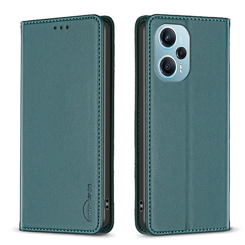 Funda de Cuero Cartera con Soporte Carcasa B17F para Xiaomi Poco F5 5G Verde