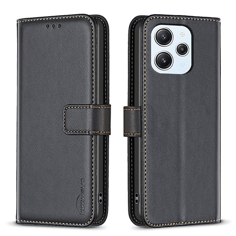 Funda de Cuero Cartera con Soporte Carcasa B17F para Xiaomi Redmi 12 4G Negro